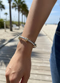 Silver Cross Cable Bangle Bracelet - view 2