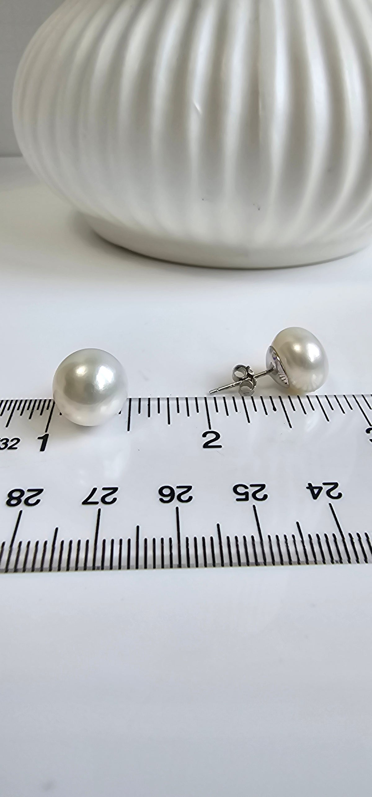 Sterling Silver Fresh Water Stud Earrings 8, 10 - view 4