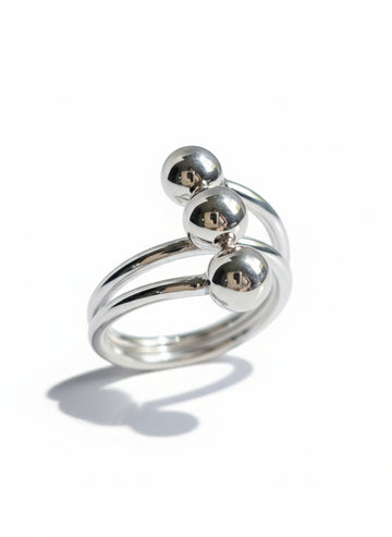 Sterling Silver 925 Multi Row Sphere Beaded Ring