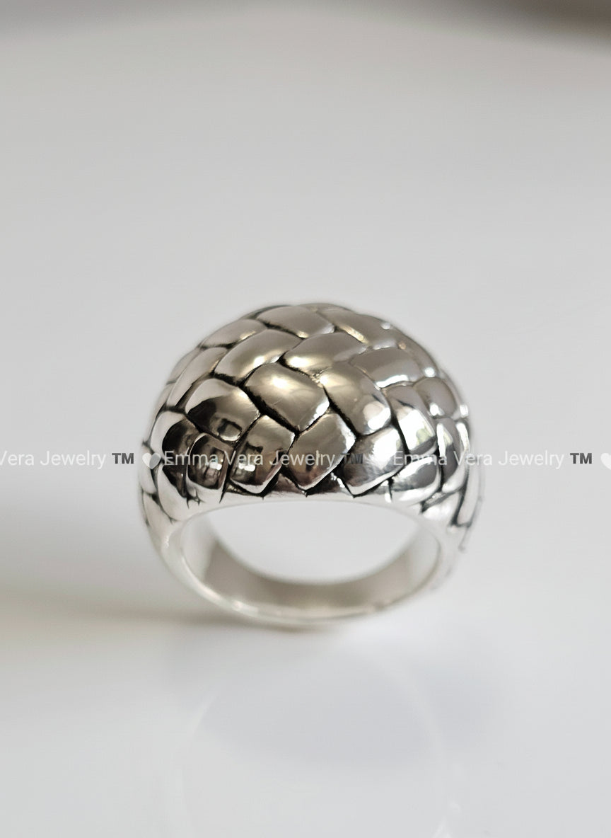 Sterling Silver Electroform Dome Wide Chunky Ring - view 6