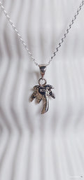 Sterling Silver Palm Tree Blue Blue Opal Pendant Necklace - view 4