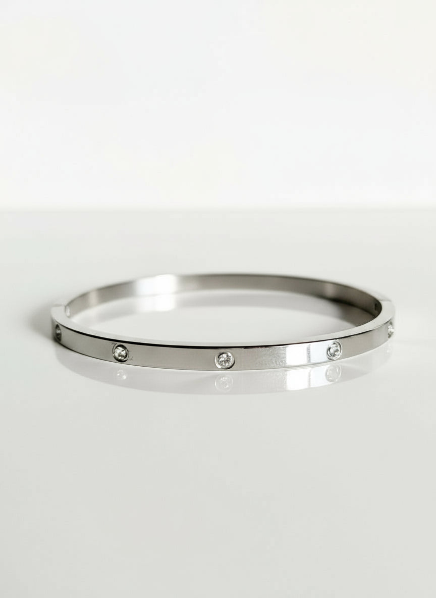 Statement Silver Bangle Bracelet