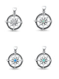 Sterling Silver Nautical Compass Pendant with Chain