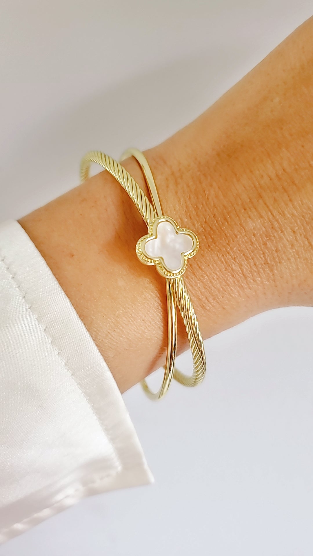 Gold Mother of Pearl Gold Bangle - view 2