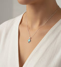 Sterling Silver Palm Tree Blue Blue Opal Pendant Necklace - view 9