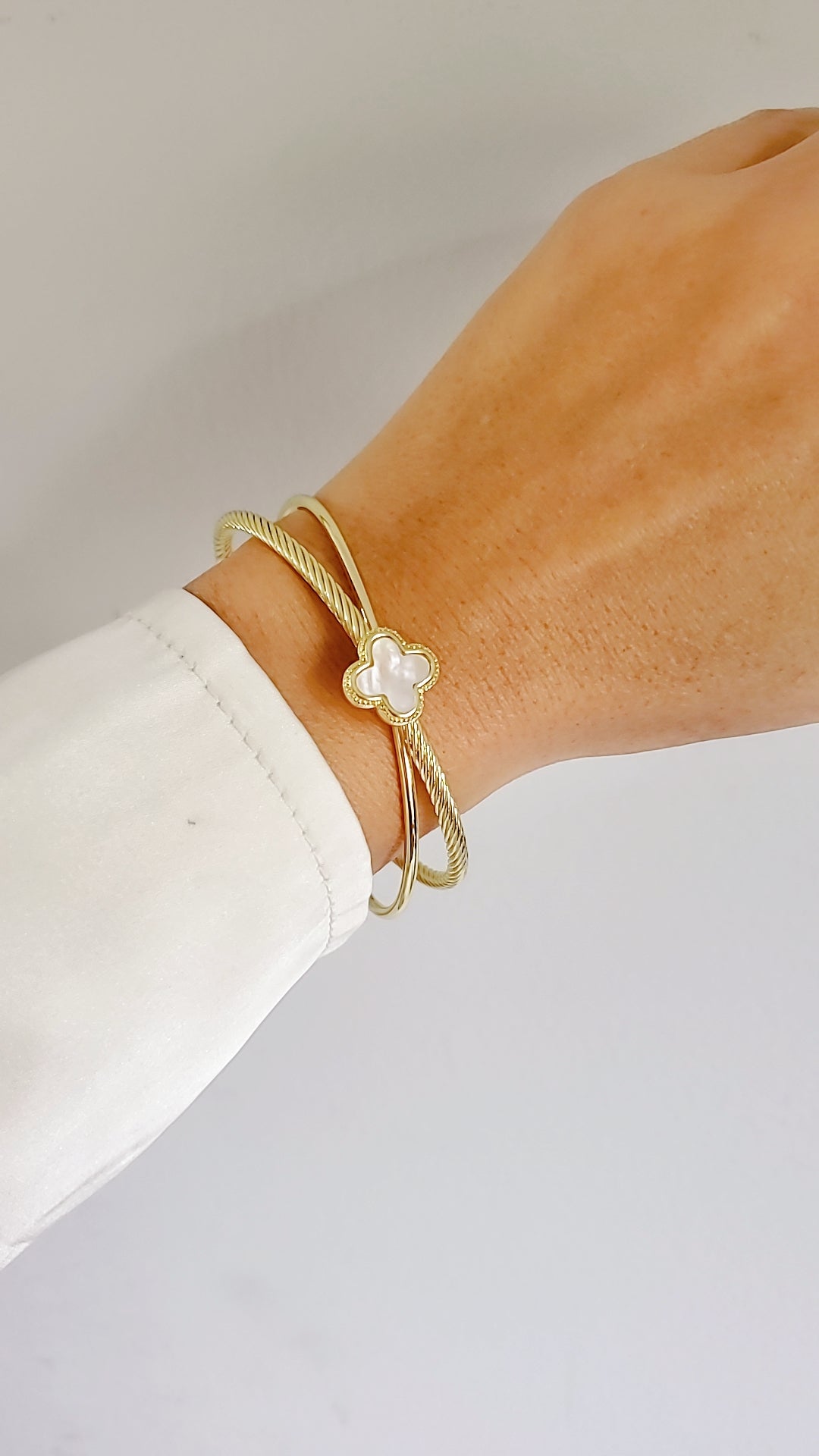 Gold Mother of Pearl Gold Bangle - view 7