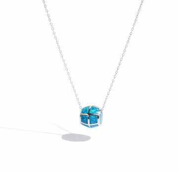 Sterling Silver Opal Bead Pendant Necklace