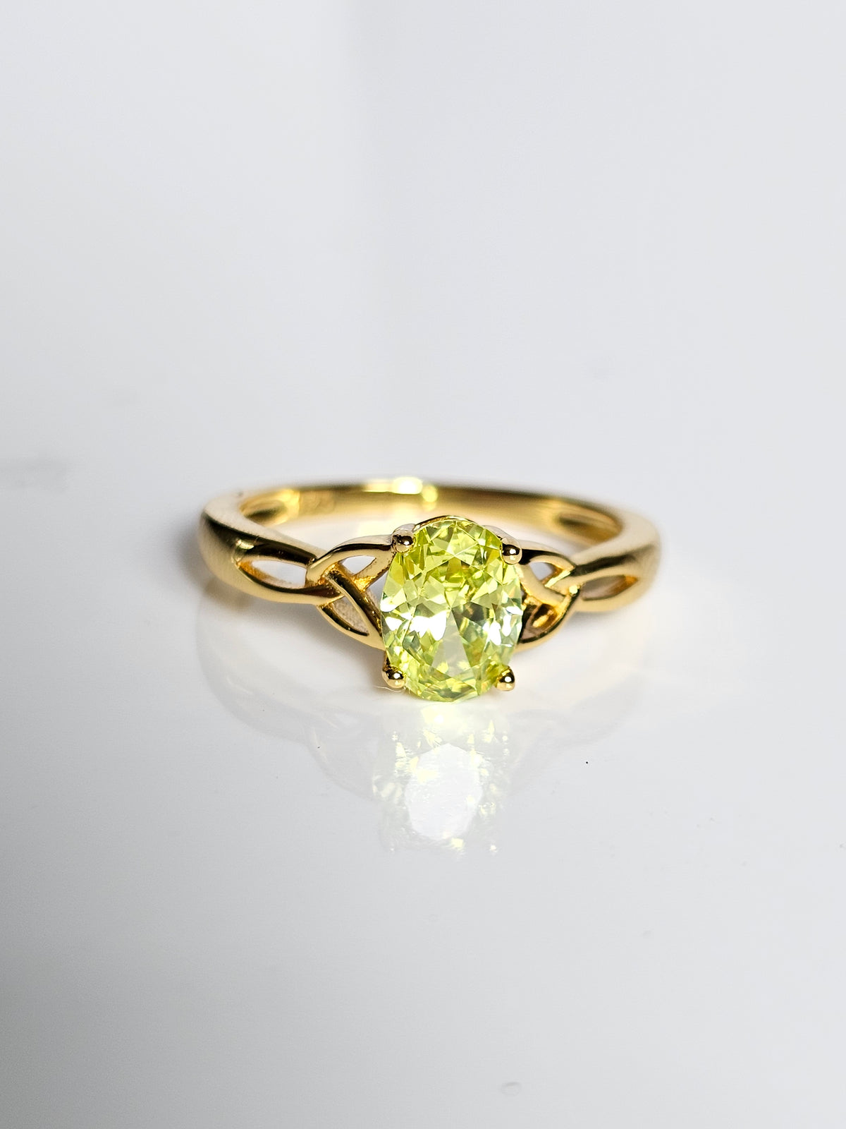Sterling Silver Gold 925 Celtic Peridot Ring - view 8