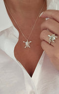 Sterling Silver Mother of Pearl Sea Turtle Pendant Necklace - view 3