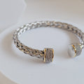Braided Silver Cable Bangle Bracelet - view 6