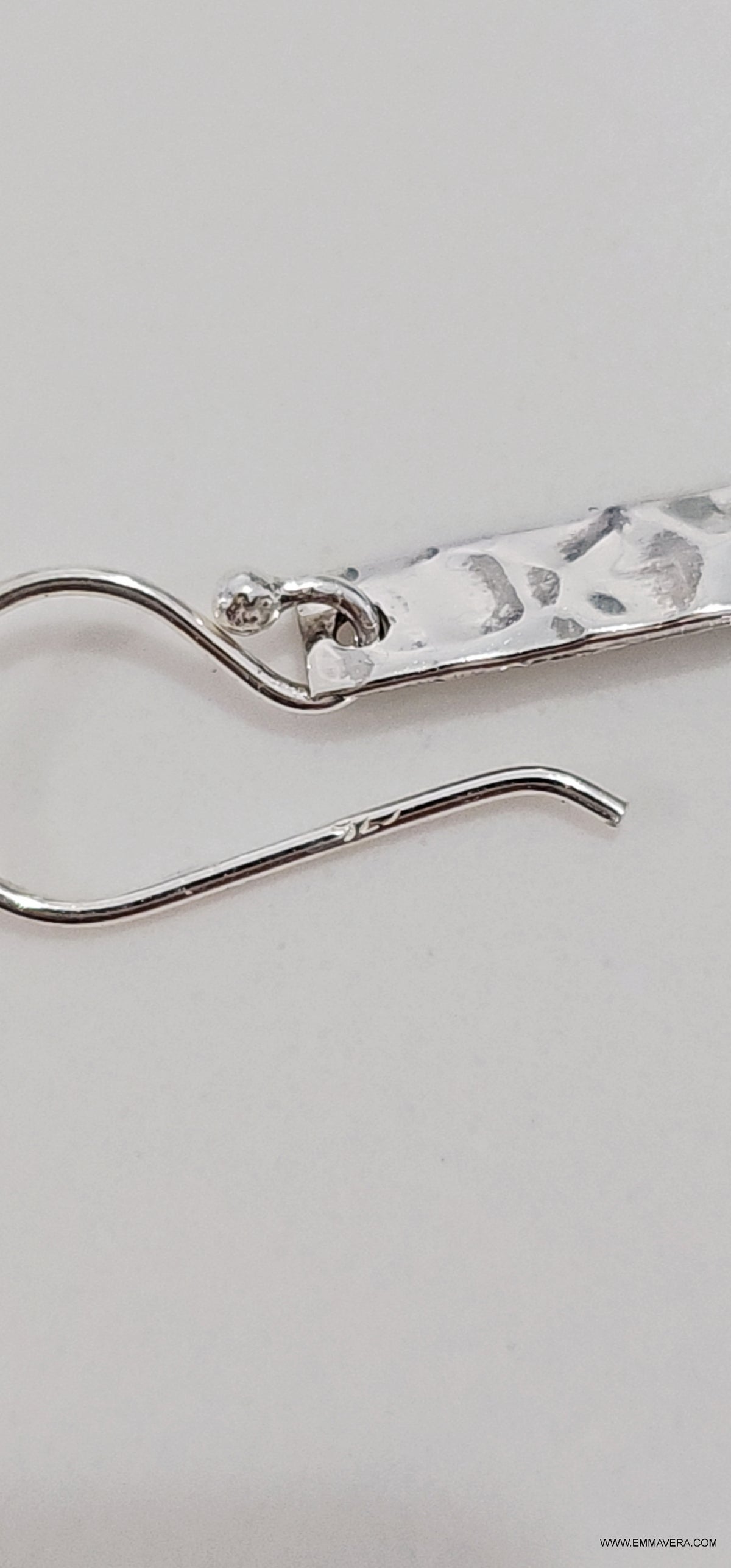 Sterling Silver 925 Lite Hammered Drop Bar Earrings - view 4