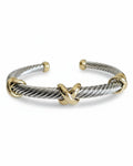 Silver Cross Cable Bangle Bracelet