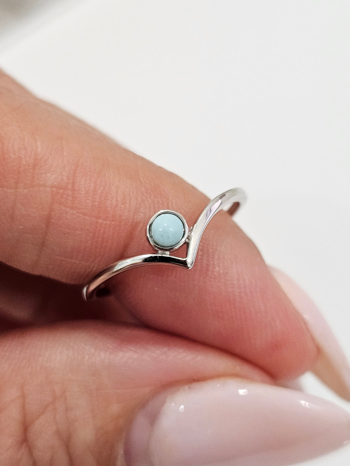 Sterling Silver Larimar Chevron Ring - view 7