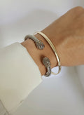 Double Dome Silver Cable Bangle Bracelet - view 5