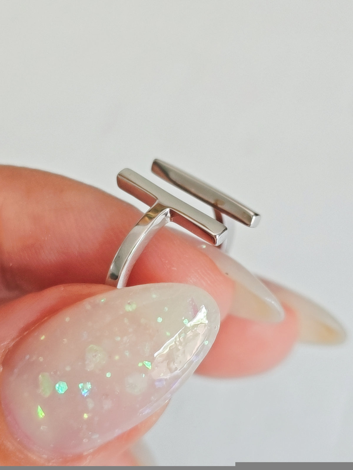 Sterling Silver Double T Bar Ring - view 4