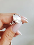 Sterling Silver Natural Mother of Pearl Statement Bold Ring