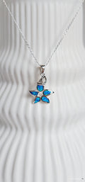 Sterling Silver Blue Opal Sea Star Pendant Necklace - view 5