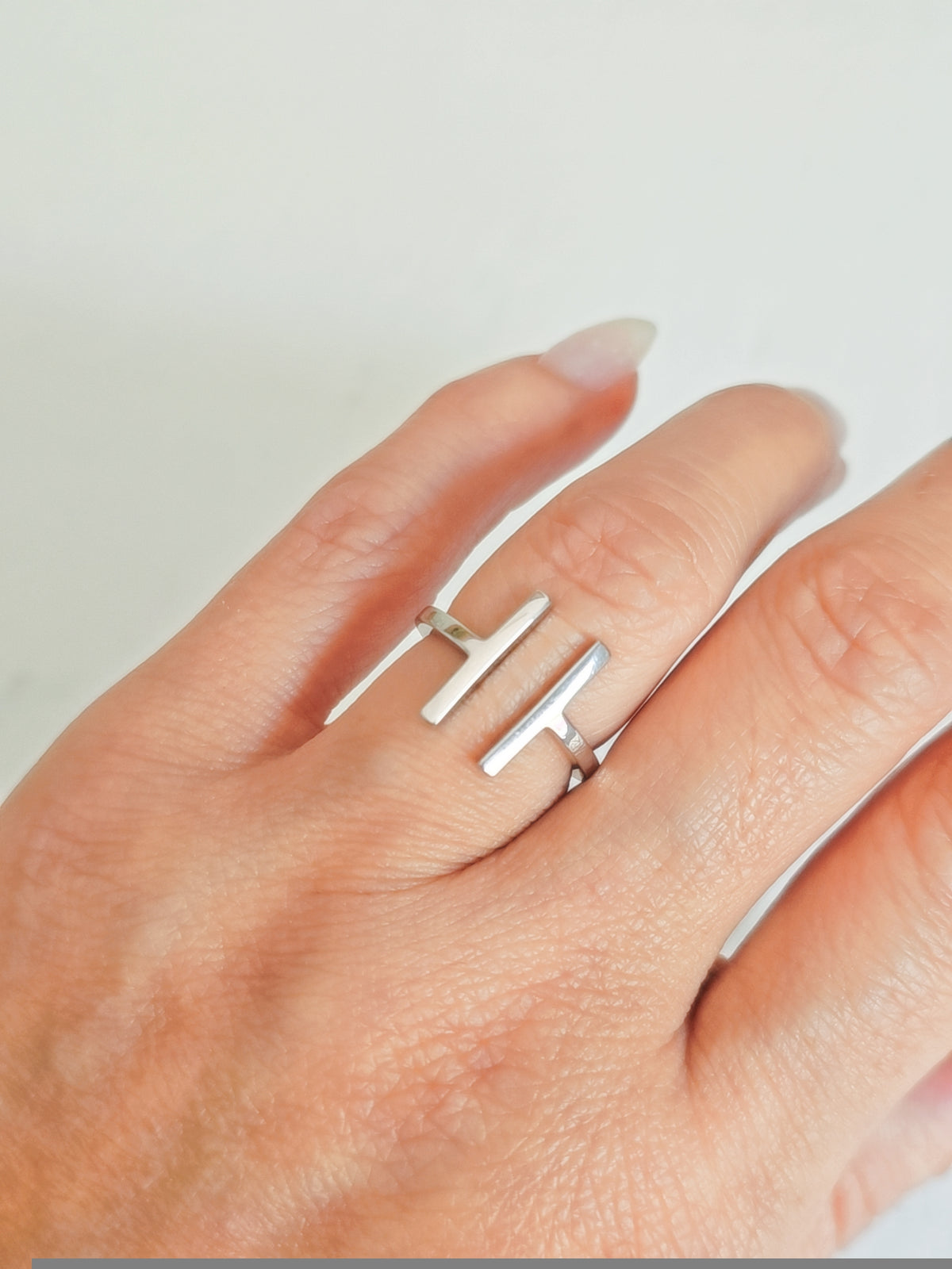 Sterling Silver Double T Bar Ring - view 2
