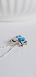 Sterling Silver Blue Opal Frog Pendant Necklace - view 4