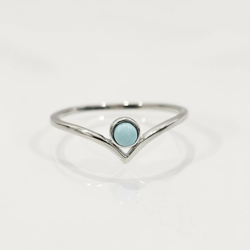 Sterling Silver Larimar Chevron Ring - view 8