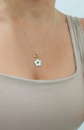 Mother of Pearl Toggle Closure Gold Necklace - view 4