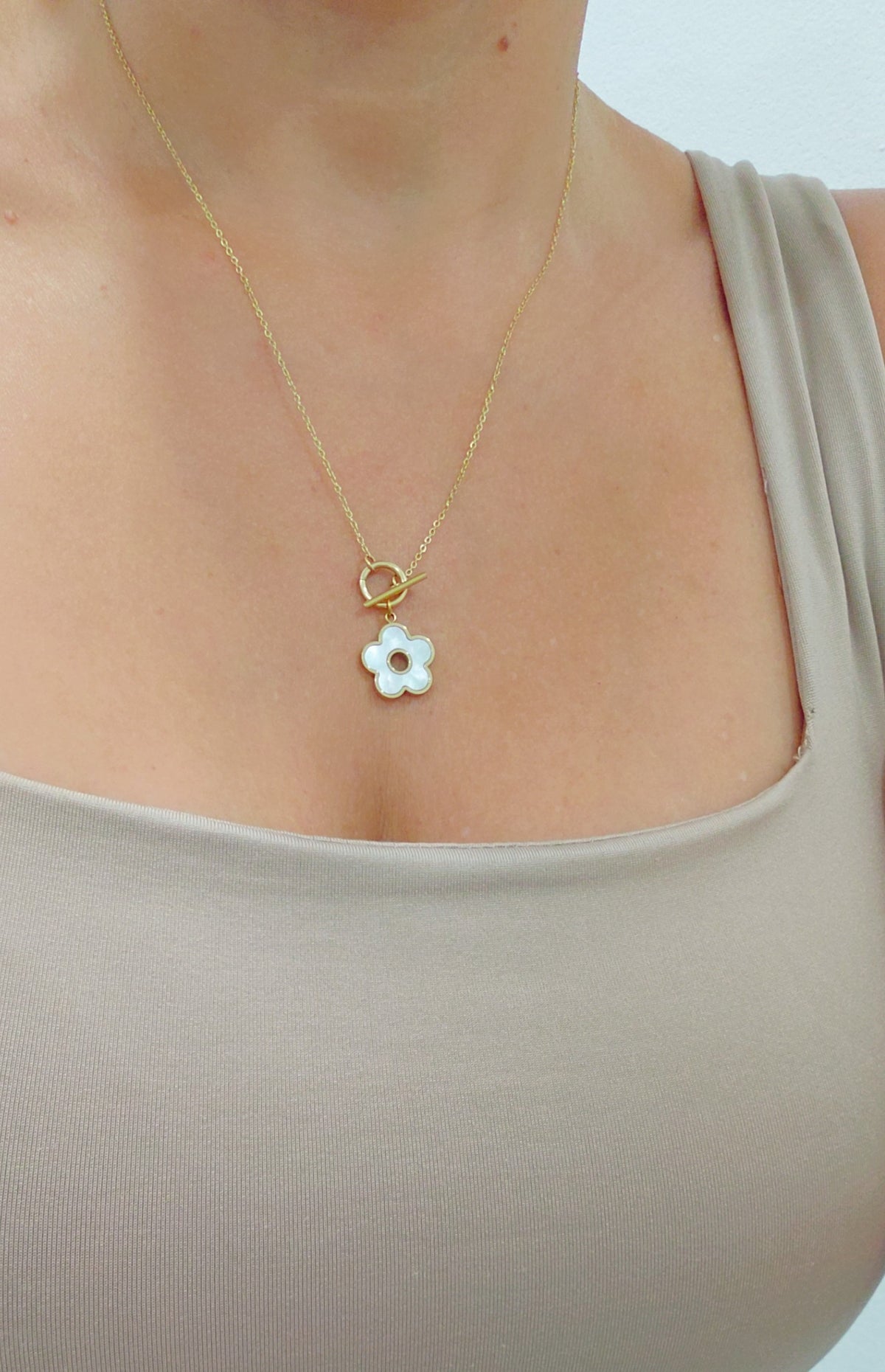 Mother of Pearl Toggle Closure Gold Necklace - view 4