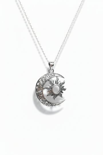 Sterling Silver Moon Sun Celtic Pendant Chain Necklace
