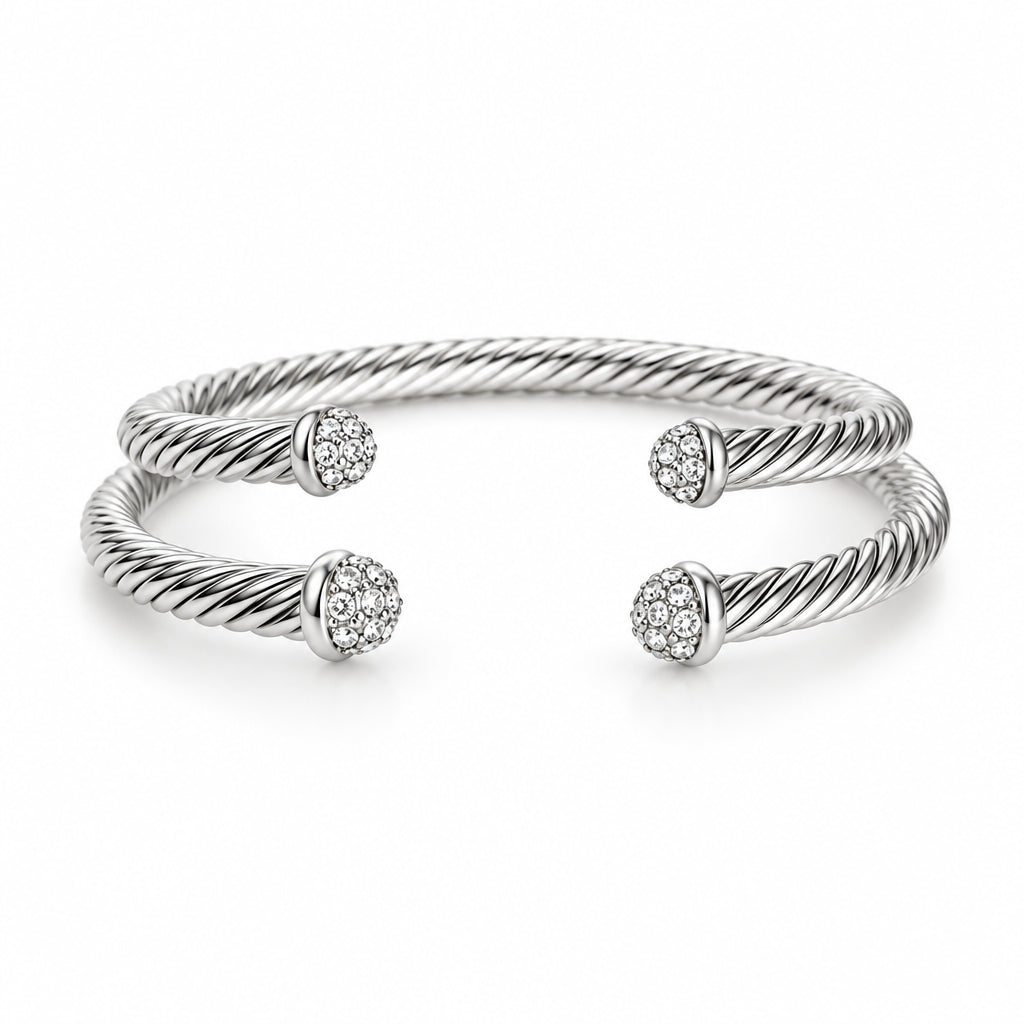 Gold Dome Crystal Bangle Bracelet - view 4