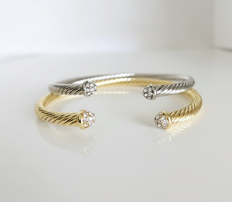 Gold Dome Crystal Bangle Bracelet - view 4