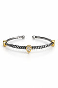 Wide Cable Bangle with Drop Accents