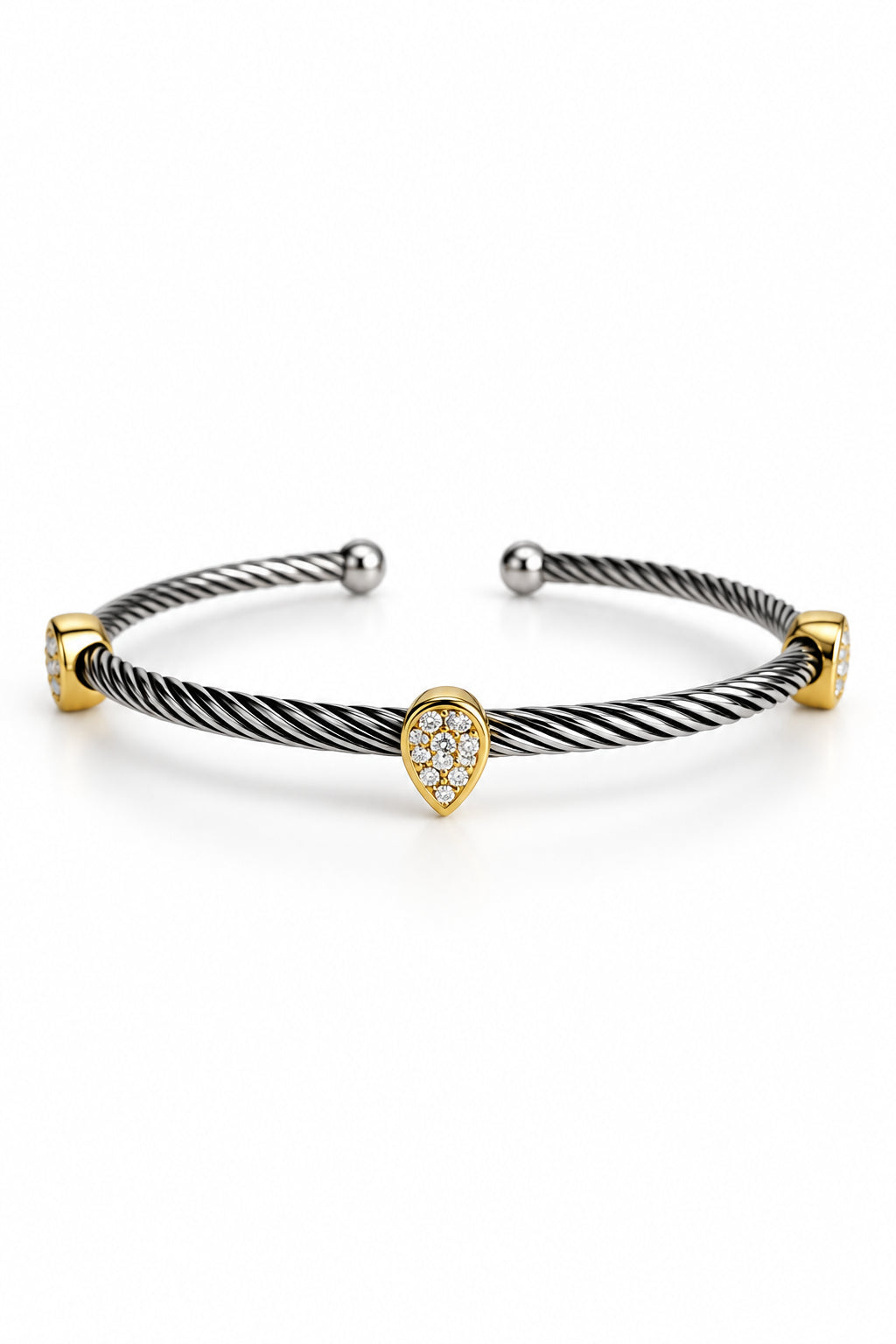 Wide Cable Bangle with Drop Accents