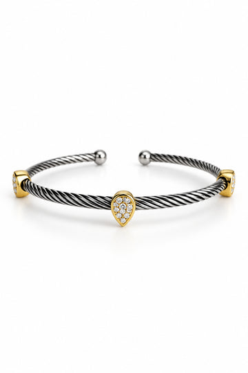 Wide Cable Bangle with Drop Accents