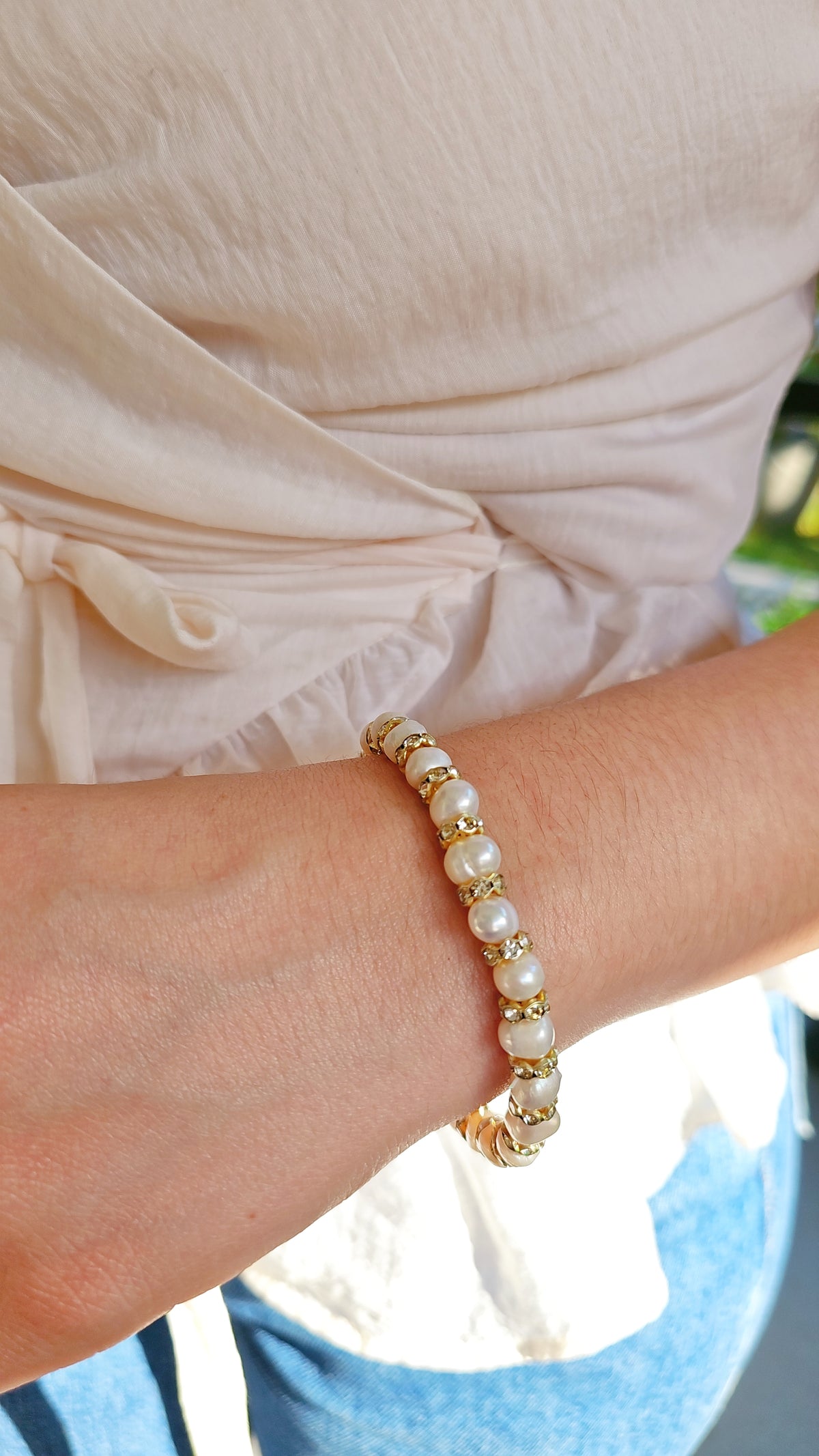 Genuine Fresh Water Pearl Slider Bracelet - view 2