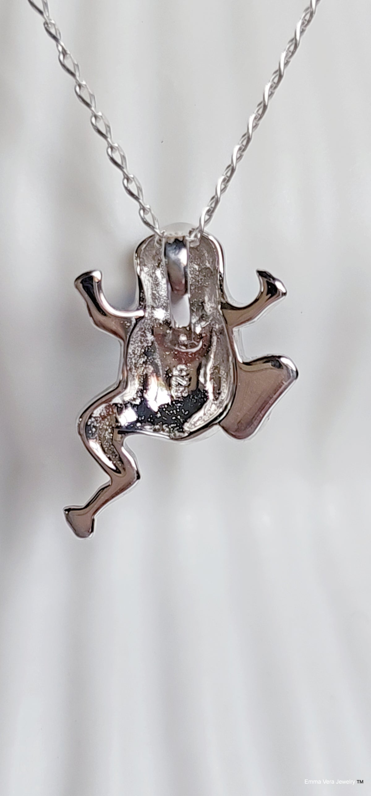 Sterling Silver Blue Opal Frog Pendant Necklace - view 7