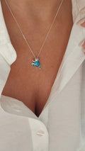 Sterling Silver Blue Opal Frog Pendant Necklace - view 6