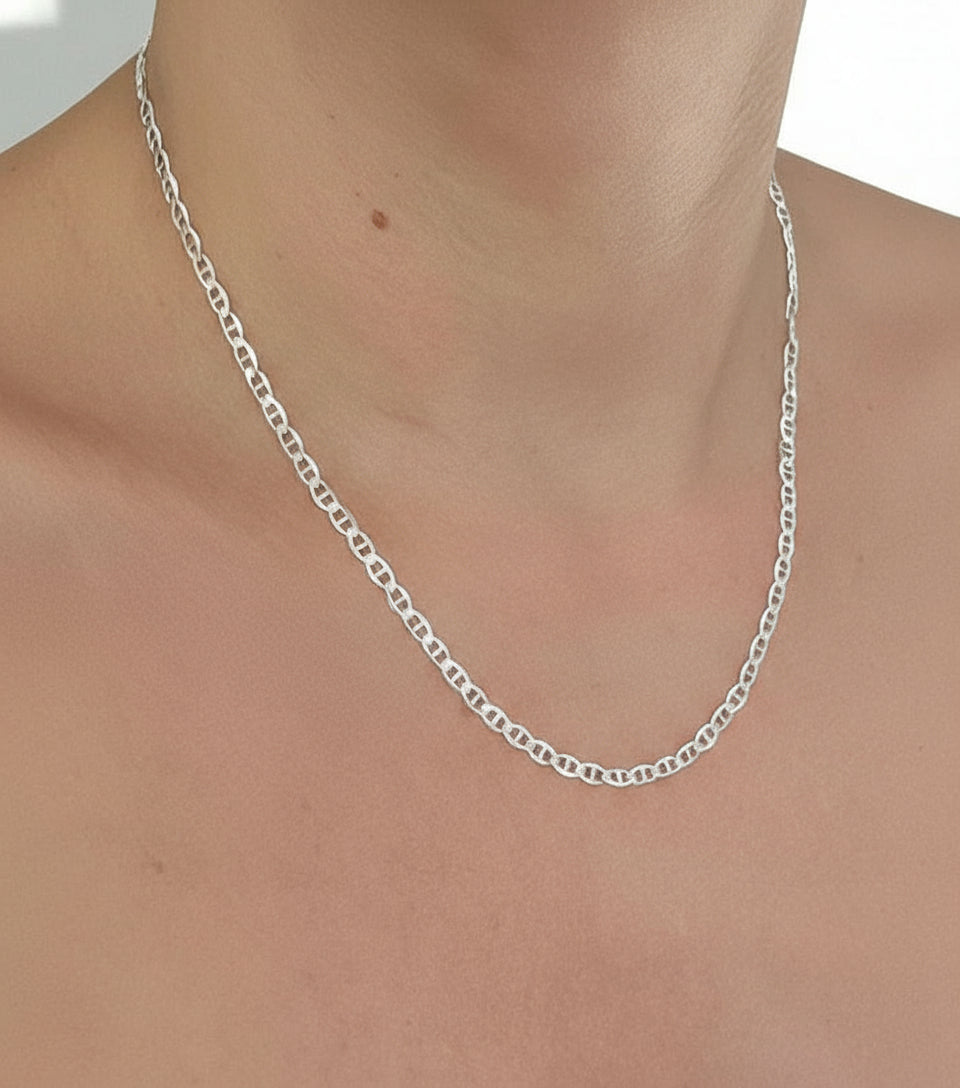 Sterling Silver 925 Flat Marina Bracelet, Anklet, Necklace Chain - view 4