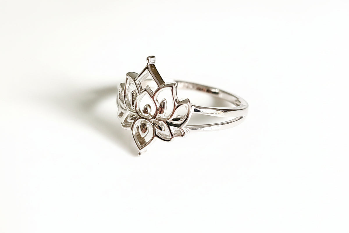 Sterling Silver Lotus Mandala Ring - view 4