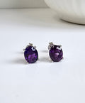 Sterling Silver Amethyst Stud Earrings