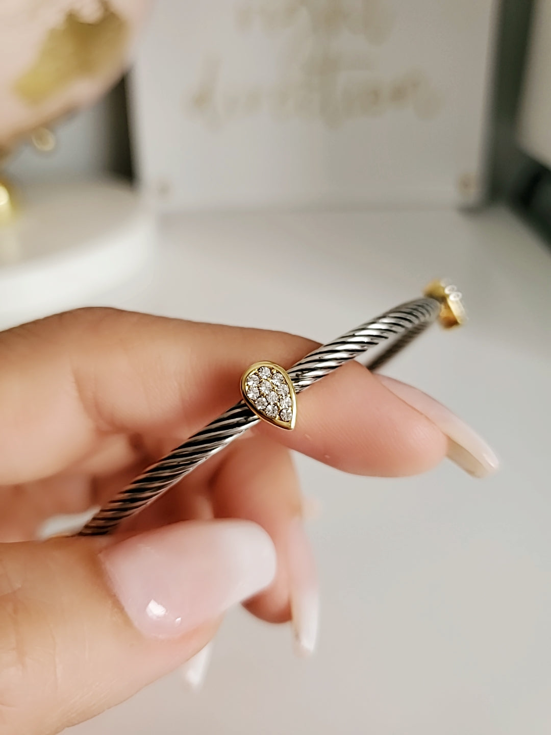 Wide Cable Bangle with Drop Accents - view 5