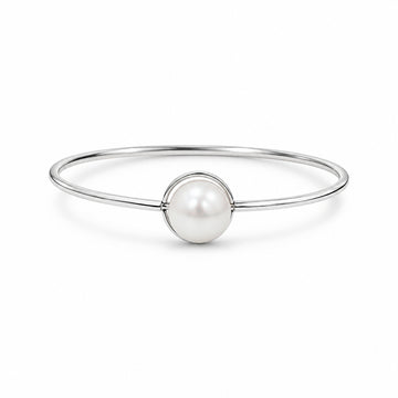 Sterling Silver Floating Pearl Bangle Bracelet