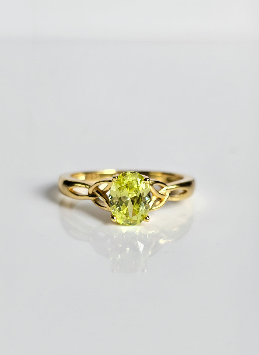 Sterling Silver Gold 925 Celtic Peridot Ring