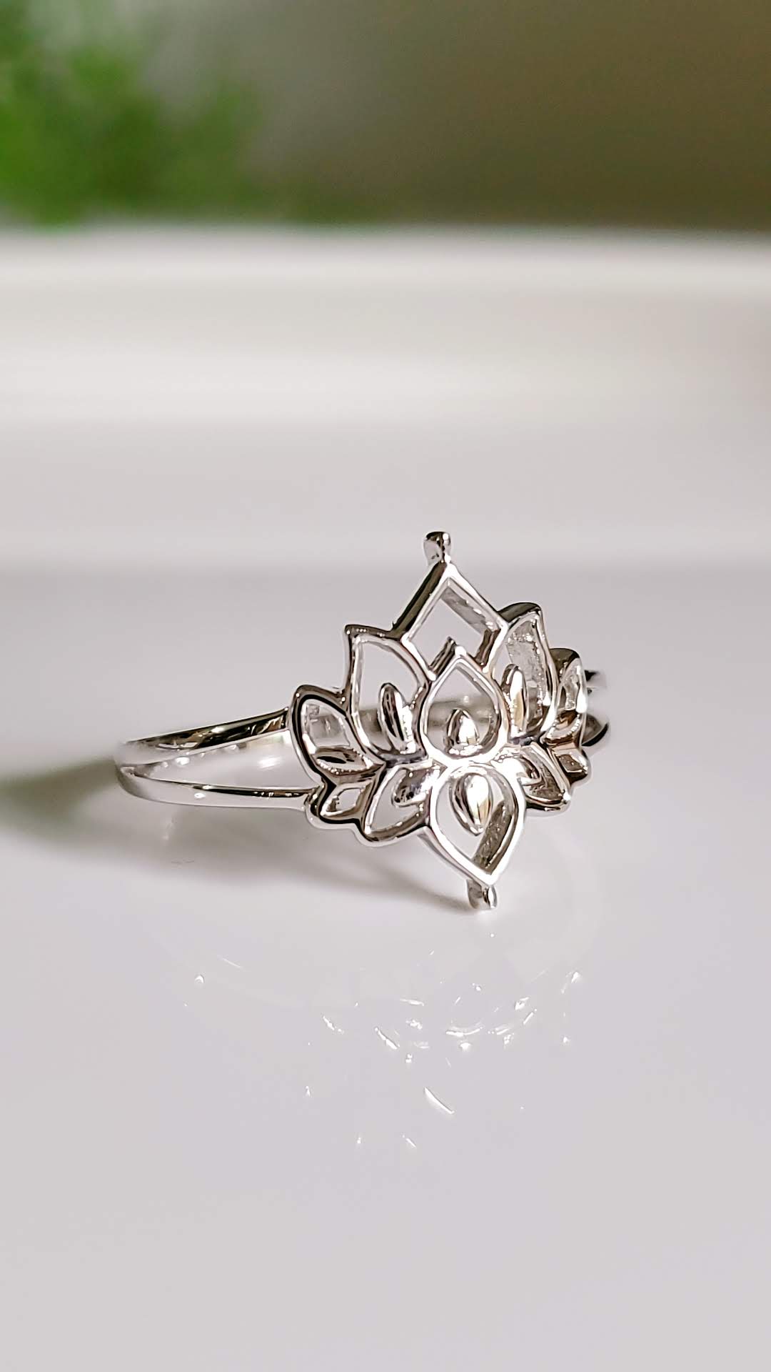 Sterling Silver Lotus Mandala Ring - view 6
