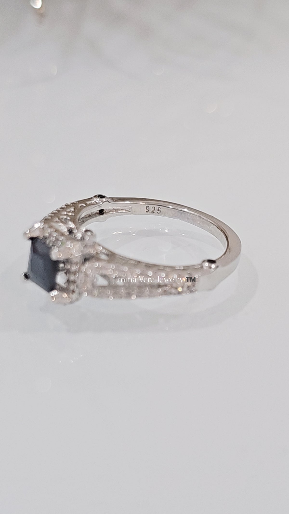 Sterling Silver Princess Cut Sapphire ring - view 5