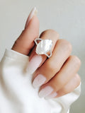 Sterling Silver Natural Mother of Pearl Statement Bold Ring - view 7