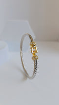 Silver Cable Bangle Bracelet - view 2