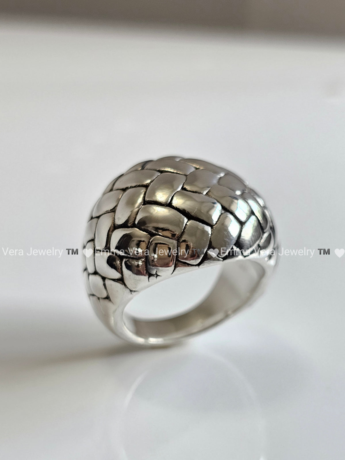 Sterling Silver Electroform Dome Wide Chunky Ring - view 4