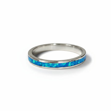 Sterling Silver 925 Blue Opal Unisex Band Ring