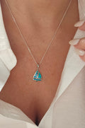 Sterling Silver Sailboat Blue Lab Opal Necklace - view 3