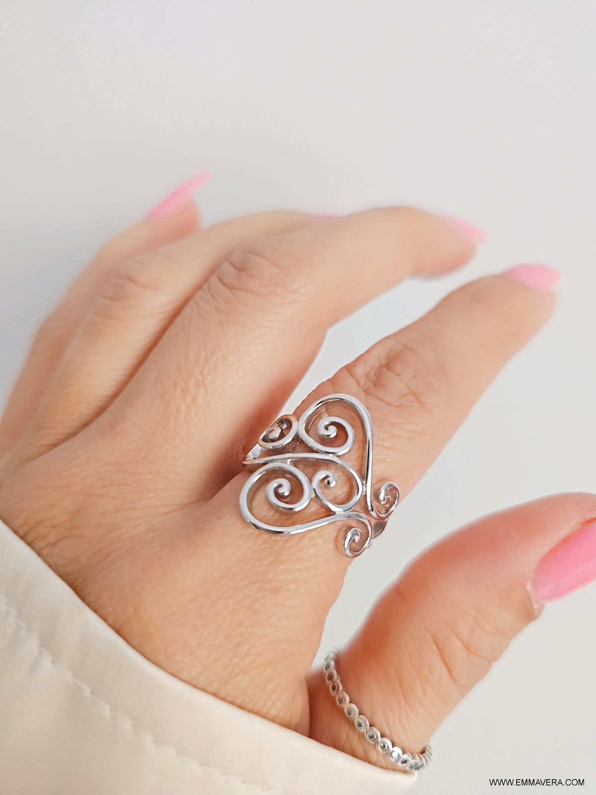 Sterling Silver 925 Bold Filigree Ring - view 8