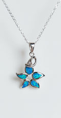 Sterling Silver Blue Opal Sea Star Pendant Necklace - view 3